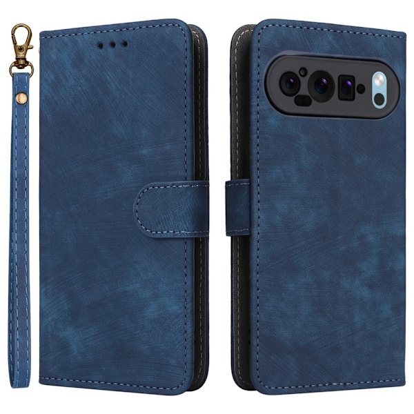 SKALO Google Pixel 9 Pro XL Flip Cover m. pung i PU-læder - Blå Blue