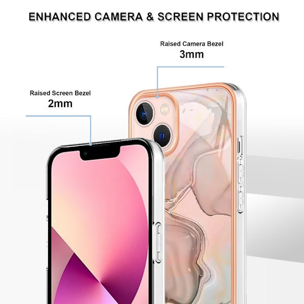 SKALO iPhone 15 Marmor TPU-skal - Motiv 2 multifärg