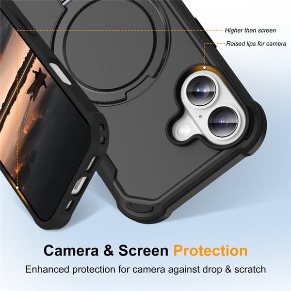 SKALO iPhone 17 Armor Ring Cover - Sort Black