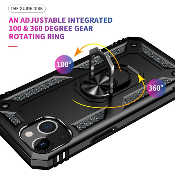 SKALO iPhone 13 Armor Hybrid Metallring skal - Svart Svart