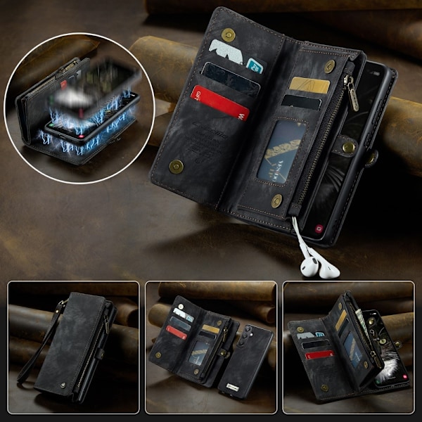 CaseMe Samsung A36 5G 008 BIg Wallet 2in1 Magnet Lompakkokotelo - Musta Black