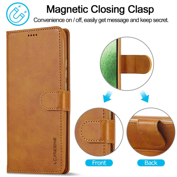 SKALO Xiaomi Redmi Note 12 5G LC.IMEEKE Lompakkokotelo PU-nahkaa - Vaaleanruskea Light brown