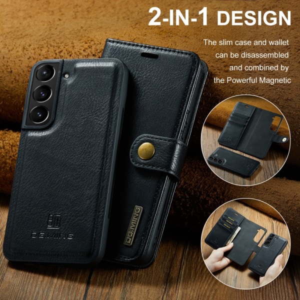 DG MING Samsung S24+ 2-in-1 magneetti lompakkokotelo - Musta Black
