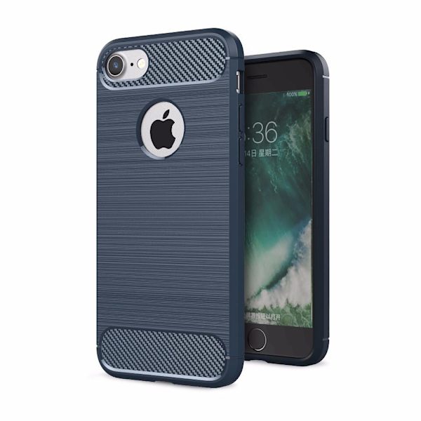 SKALO iPhone 7/8 Armor Carbon Iskunkestävä TPU suojakuori - Valitse väri Black