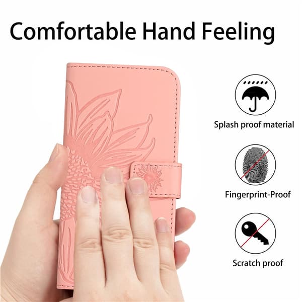 SKALO Embossed Flower Plånboksfodral för iPhone 18 Pro Max - Rosa Rosa