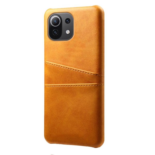 SKALO Xiaomi Mi 11 Lite PU-Läder Korthållare Skal - Ljusbrun Light brown