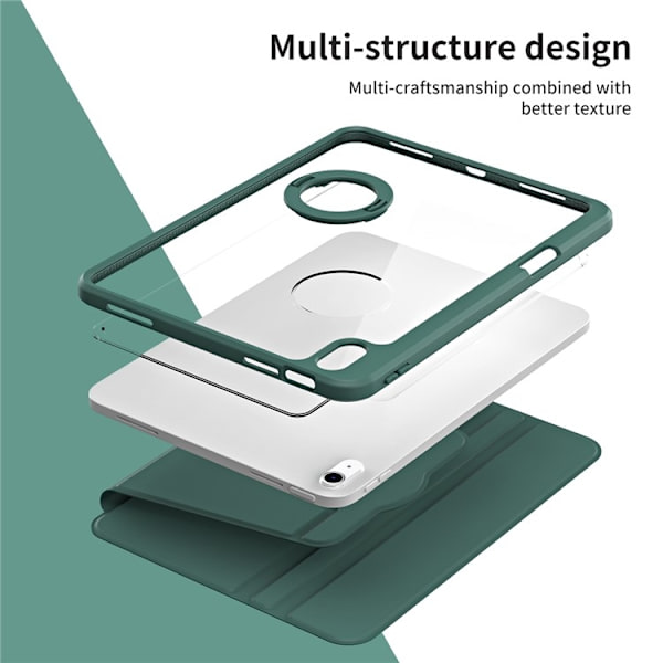 SKALO iPad 11" (2025) PU-Läder Rotary Kickstand Detachable 2 i 1 Fodral - Grön Grön