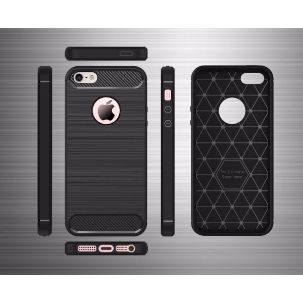 SKALO iPhone 5/5S/SE(1:a gen) Armor Carbon Stöttåligt TPU-skal - grå