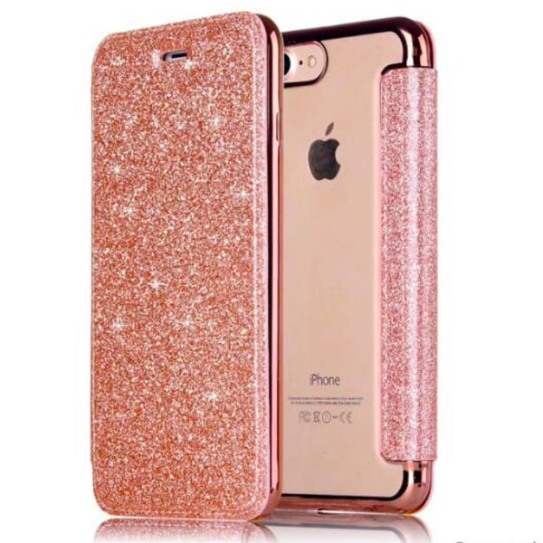 SKALO iPhone 7/8 Lompakkokotelo TPU Ultra Ohut Glitter - Valitse Black