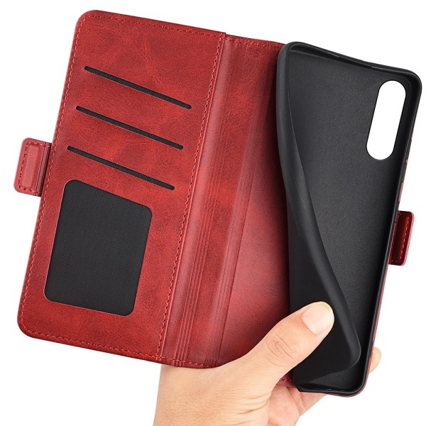 SKALO Sony Xperia 10 V Premium Wallet Flip Cover - Rød Red