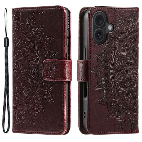 SKALO iPhone 16 Plus Mandala Plånboksfodral - Brun Brun