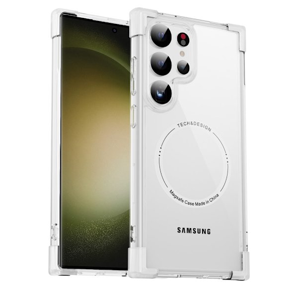 SKALO Samsung S24 Ultra Erittäin vahva magneettinen rengas Bumper TPU-kuori - Valkoinen White