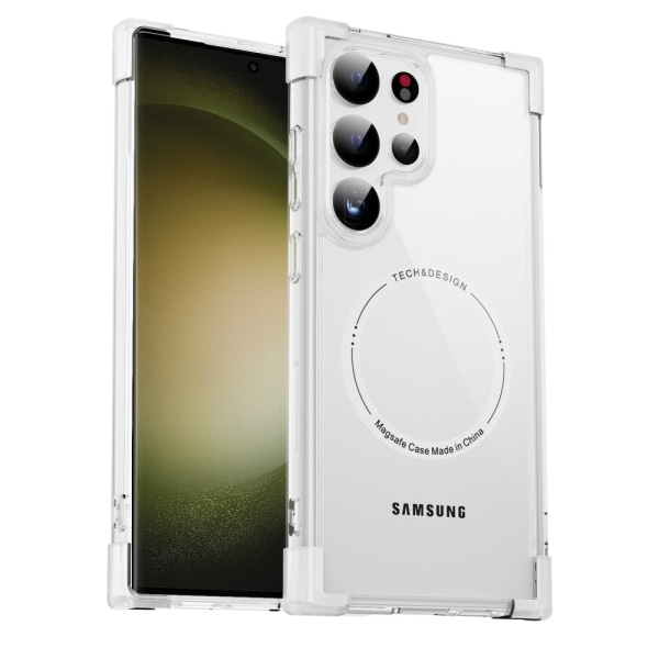 SKALO Samsung S24 Ultra Extra strong Magnetring Bumper TPU-skal - Vit Vit