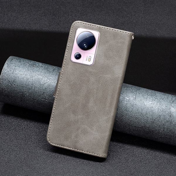 SKALO Xiaomi 13 Lite Plånboksfodral i PU-Läder - Grå grå