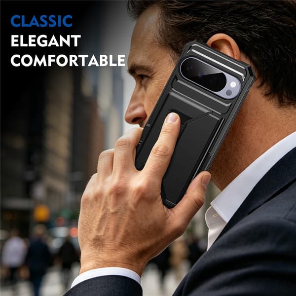 SKALO Armor Kortholder Cover til Google Pixel 11 Pro - Sort Black