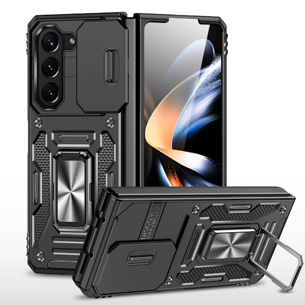 SKALO Samsung Z Fold6 Armor Hybrid Metal Ring Camera Slider - Sort Black