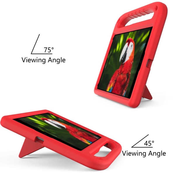 SKALO iPad 10.2 Lapsikuori kahvalla ja jalustalla - Punainen Red