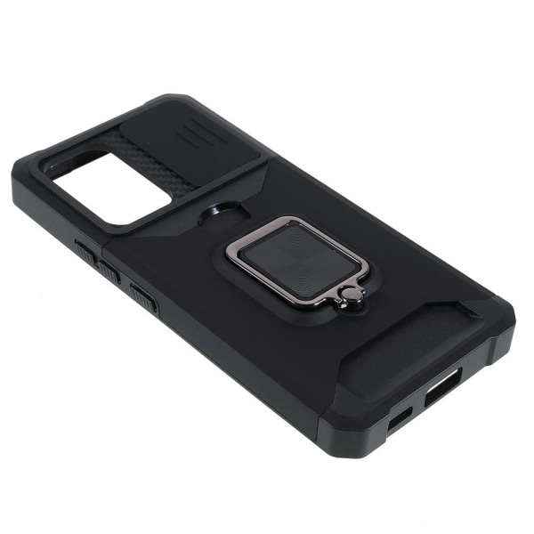 SKALO Samsung A53 5G Armor Card Holder Camera Slider Suojakuori Black
