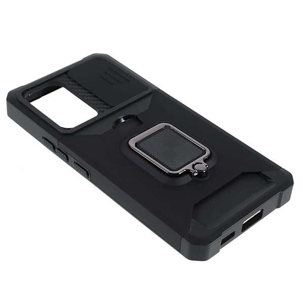 SKALO Samsung A53 5G Armor Card Holder Camera Slider Suojakuori - Musta Black