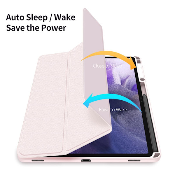 DUX DUCIS Samsung Tab S7+/S7 FE/S8+ TOBY Series Trifold Fodral - Rosa Rosa