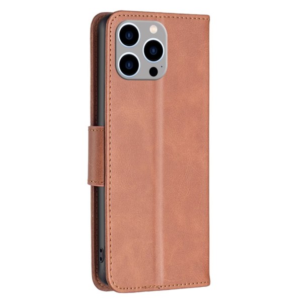 SKALO iPhone 15 Pro Max Flip Cover m. pung i PU-læder - Brun Brown