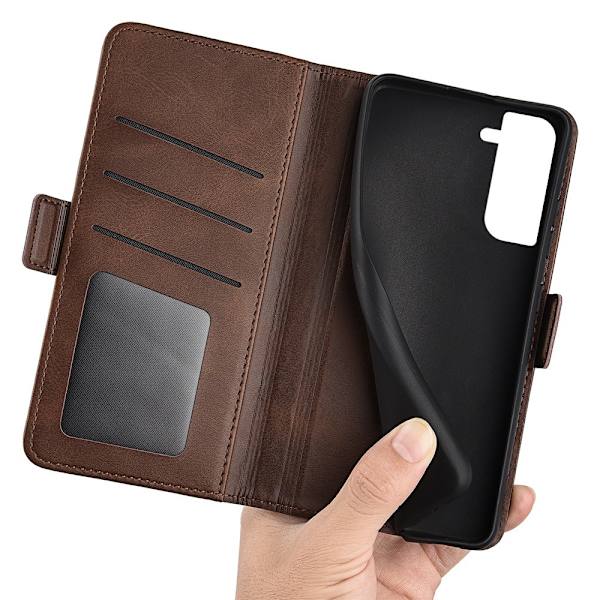SKALO Samsung S23 Premium Wallet Lompakkokotelo - Ruskea Brown
