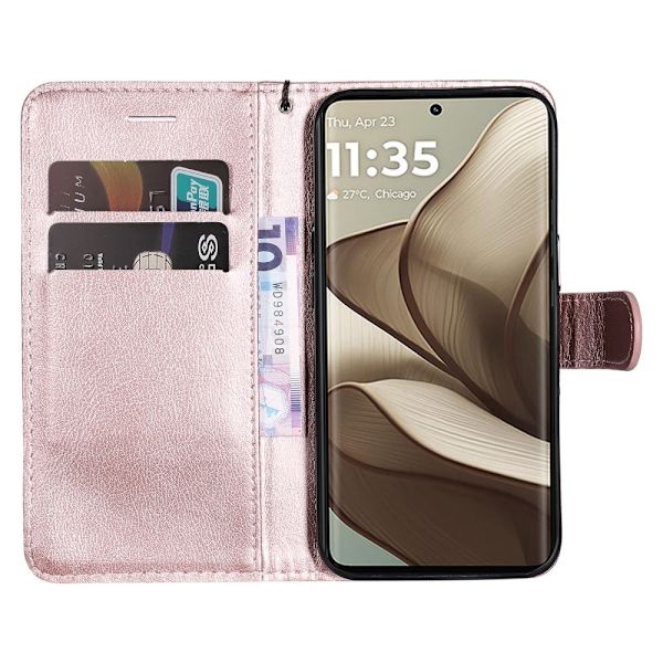 SKALO Motorola Edge 50 5G PU-læder Pungetui - Vælg farve Pink gold