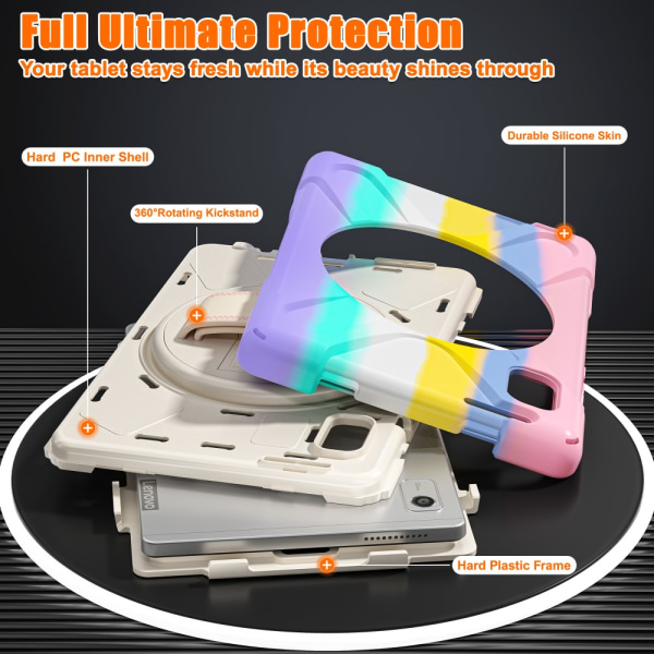 SKALO Lenovo Tab M9 Extra Shockproof Armor Shockproof Cover - Rainbow Multicolor