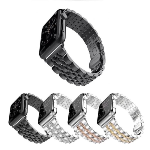 SKALO metal armbånd 5-link Apple Watch 38/40/41mm - Vælg farve Black