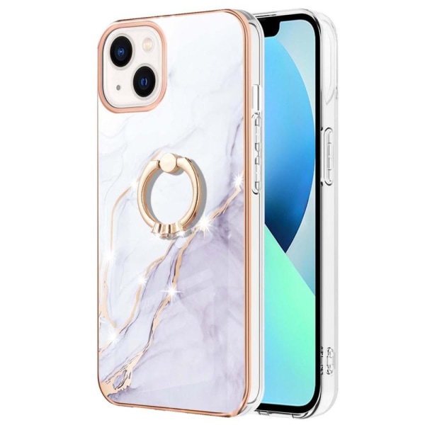 SKALO iPhone 14 Marmor TPU Cover med ring - #3 Multicolor