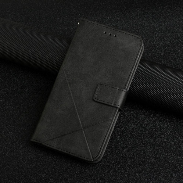SKALO Xiaomi Redmi Note 12 4G Kohokuvioitu PU Nahka Lompakkokotelo - Musta Black