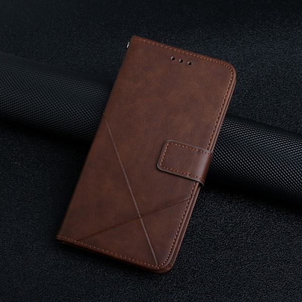 SKALO iPhone 15 Embossed Plånboksfodral i PU-Läder - Brun Brun