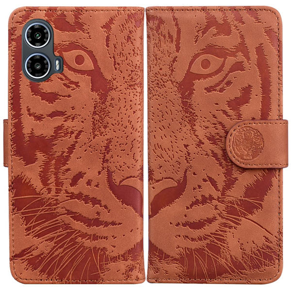 SKALO Motorola Moto G04 Embossed Tiger Plånbok - Brun Brun