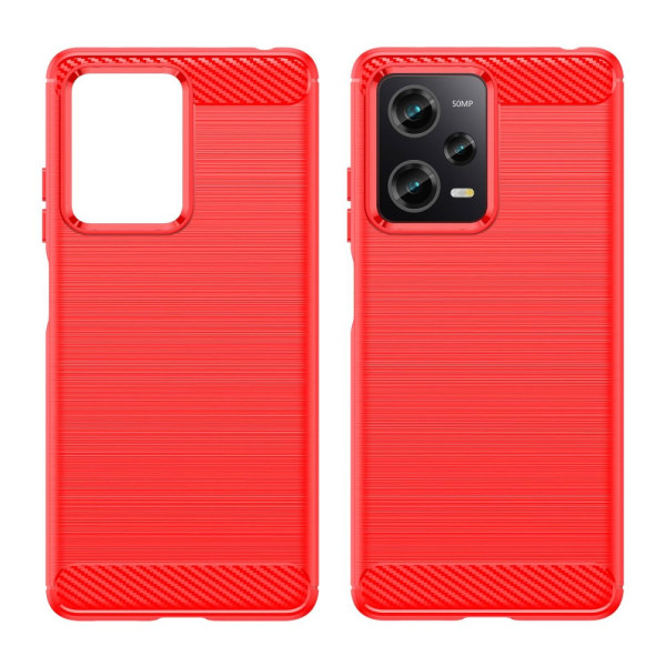 SKALO Xiaomi Redmi Note 12 Pro 5G Armor Carbon Iskunkestävä TPU Red