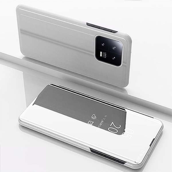 SKALO Xiaomi 13 5G Clear View Mirror Etui - Sølv Silver