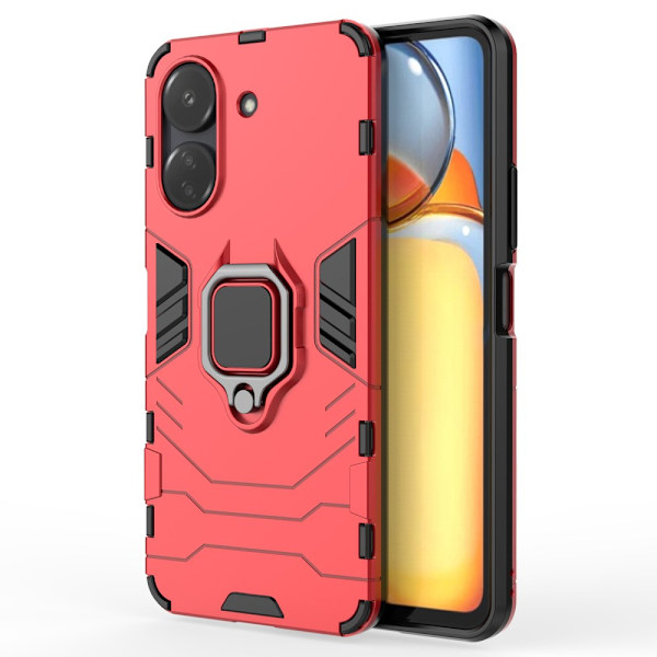 SKALO Xiaomi Redmi 13C 4G Armor Hybrid metal ring cover - Rød Red