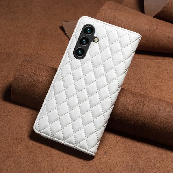 SKALO Samsung A15 4G BINFEN COLOR Big Wallet Quiltat Plånbok - Vit Vit