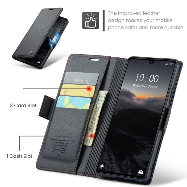 CaseMe Xiaomi Redmi 13C 4G Lompakkokotelo - Musta Black