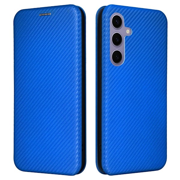 SKALO Samsung S25 Carbon Fiber Plånboksfodral - Blå Blå