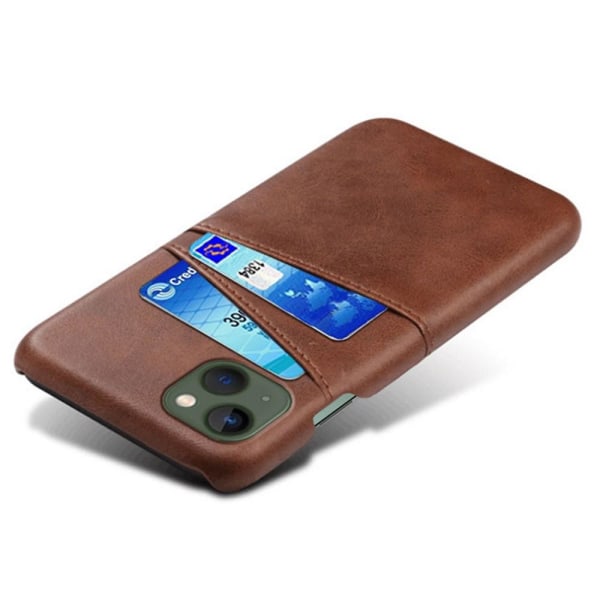 SKALO iPhone 15 PU-nahkainen Korttikotelo - Ruskea Brown