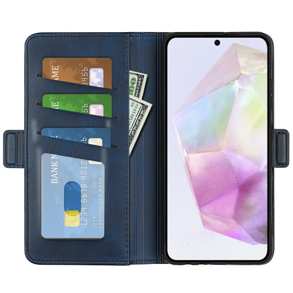 SKALO Samsung A56 5G Premium ID Plånboksfodral - Blå Blå
