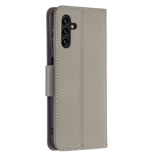SKALO Samsung A04s 4G Premium Litchi Flip Cover - Grå Grey
