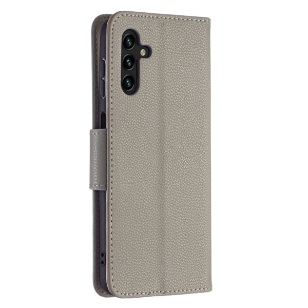 SKALO Samsung A13 5G Premium Litchi Plånbok - Grå grå