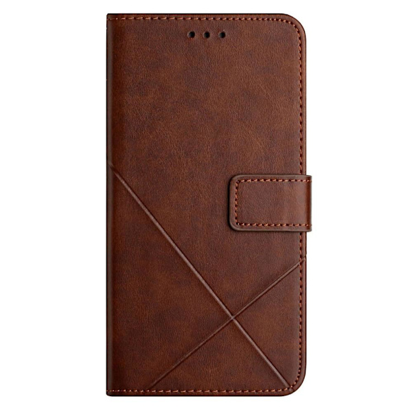 SKALO iPhone 15 Embossed Plånboksfodral i PU-Läder - Brun Brun