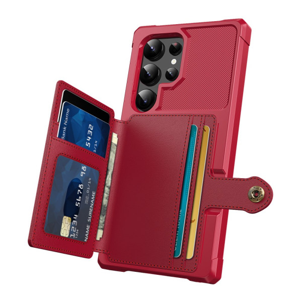 SKALO Samsung S24 Ultra Stødsikker cover med pung - Rød Red