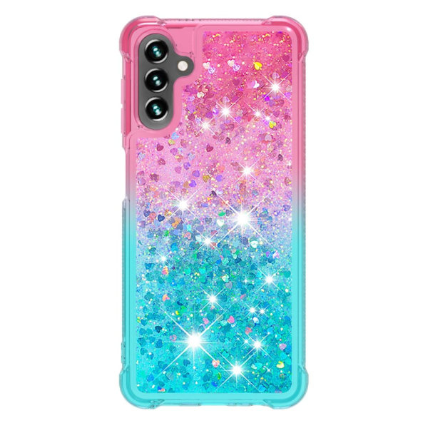 SKALO Samsung A54 5G Kvicksand Glitter Hjerter TPU Cover - Pink- Multicolor