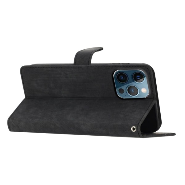 SKALO iPhone 15 Pro Max Flip Cover m. pung i PU-læder - Sort Black