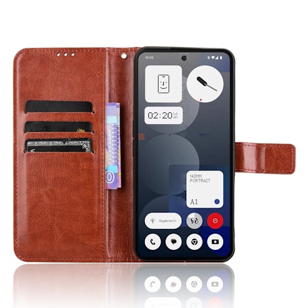 SKALO Nothing Phone (3a) Pro 5G PU-läder Plånboksfodral - Brun - Fler färger Brun