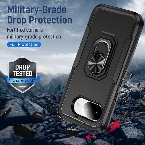 SKALO Armor Metalring Cover til Google Pixel 10a - Sort Black