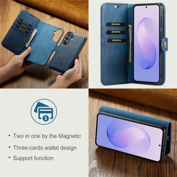 DG MING 2-i-1 Magnet Plånboksfodral för Samsung Galaxy S26 FE - Blå Blå